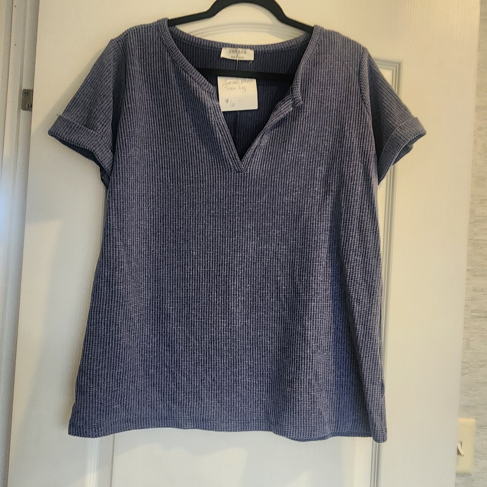 Zenana Outfitters Blue Womens Blouse Size L Euc